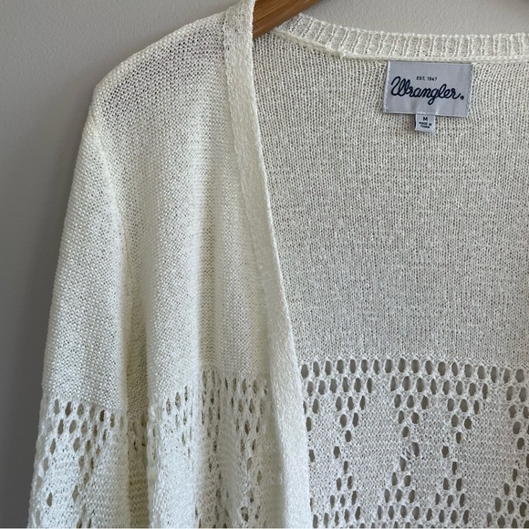 Wrangler Women's Cream Open Knit Fringe Sweater Size Medium - Picture 6 of 11